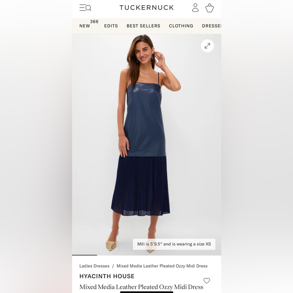 NWT Hyacinth House Mixed Media Leather Ozzy Midi Dress